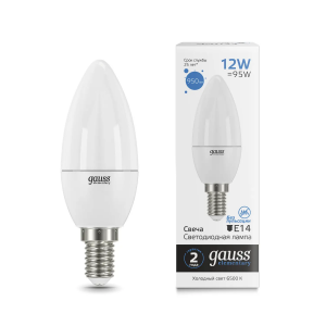 Gauss Elementary Лампа Свеча 12W 950lm 6500K Е14 LED