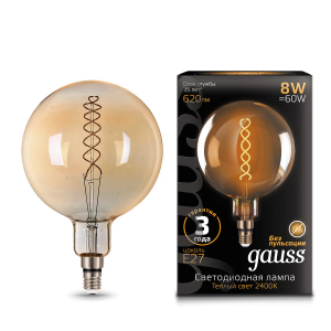 Gauss лампа светодиодная Vintage Filament Flexible G200 8W E27 200*300mm Amber 620lm 2400K