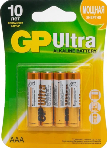 GP Батарейки мизинчиковые LR03 AAA ULTRA Alkaline (Блистер 4)