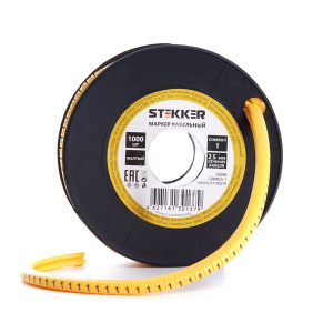 STEKKER Кабель-маркер 1 для провода сеч. 4мм2 , желтый, CBMR25-1 (1000шт в упак)