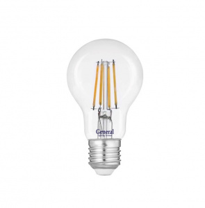 GENERAL лампа светодиодная прозрачный филамент ЛОН А60 GLDEN-A60S-10-230-E27-4500