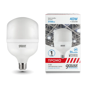 Лампа Gauss Elementary T120 40W 3150lm 6500K E27/E40 Promo LED