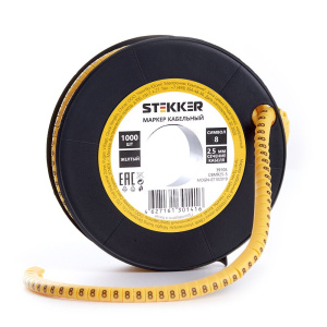STEKKER Кабель-маркер 8 для провода сеч. 4мм2 , желтый, CBMR25-8 (1000шт в упак)