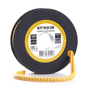 STEKKER Кабель-маркер L для провода сеч. 4мм2 , желтый, CBMR25-L (1000шт в упак)