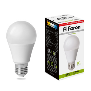 FERON Лампа светодиодная низковольтная, (10W) 12-48V E27 4000K A60, LB-192