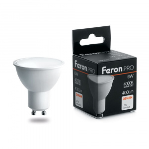 FERON PRO Лампа светодиодная LB-1606 (6W) 230V GU10 4000K MR16 OSRAM LED*