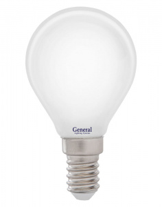 GENERAL лампа светодиодная матовый филамент, шар GLDEN-G45S-M-7-230-E14-2700