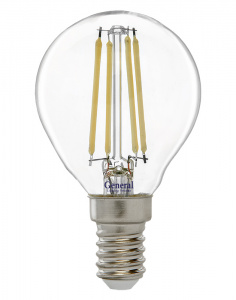 GENERAL лампа светодиодная прозрачный филамент шар 7W E14 2700K GLDEN-G45S-7-230-E14-2700