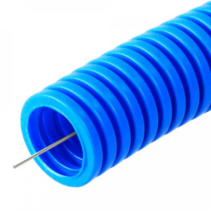 ПРОМРУКАВ Труба гофрированная ПП лёгкая 350 Н безгалогенная (HF) синяя с/з d25 мм (50м/2600м уп/пал)