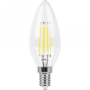 FERON лампа светодиодная свеча филамент, 11W 230V E14 4000K прозрачная, LB-713*