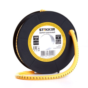 STEKKER Кабель-маркер 5 для провода сеч. 4мм2 , желтый, CBMR25-5 (1000шт в упак)