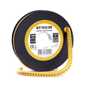 STEKKER Кабель-маркер N для провода сеч. 4мм2 , желтый, CBMR25-N (1000шт в упак)