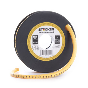 STEKKER Кабель-маркер 2 для провода сеч. 6мм2 , желтый, CBMR40-2 (500шт в упак)