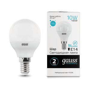 Лампа Gauss LED Elementary шарик 10W E14 4100K