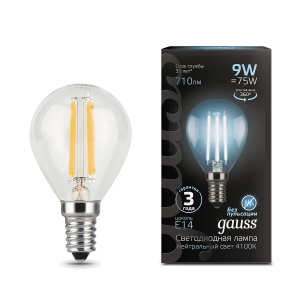 Лампа Gauss LED Filament Шар E14 9W 710lm 4100K