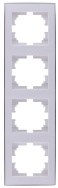 Lezard RAIN Рамка 4-ая вертикальная белая с боковой вставкой хром