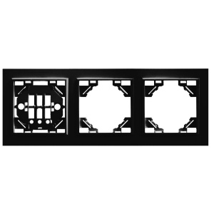 STEKKER Рамка трехместная горизонтальная, серия Эрна, PFR00-9003-03, черный