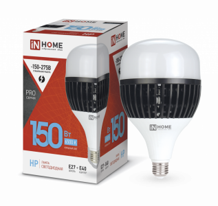IN HOME Лампа светодиодная LED-HP-PRO 150Вт 230В E27 с адаптером Е40 6500К 14250Лм