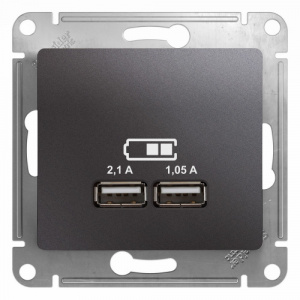 Systeme (Schneider) Electric  GLOSSA USB РОЗЕТКА, 5В/2100мА, 2х5В/1050мА, механизм, ГРАФИТ