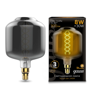 Gauss лампа светодиодная Vintage Filament Flexible DL180 8W E27 180*295mm Gray 2400K