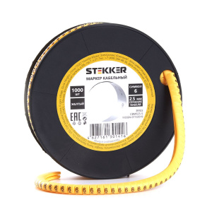 STEKKER Кабель-маркер 6 для провода сеч. 4мм2 , желтый, CBMR25-6 (1000шт в упак)