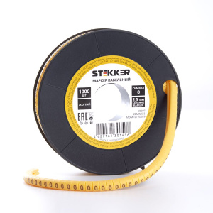 STEKKER Кабель-маркер 0 для провода сеч.4мм2 , желтый, CBMR25-0 (1000шт в упак)