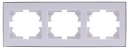 Lezard RAIN Рамка 3-ая горизонтальная белая с боковой вставкой хром