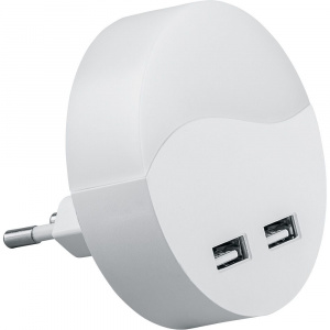 FERON светильник-ночник FN1122 c USB выходами круг, белый 0,45W 230V*