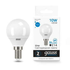 Gauss Elementary Лампа Шар 10W 750lm 6500K Е14 LED