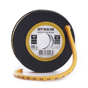STEKKER Кабель-маркер PE для провода сеч. 4мм4 , желтый, CBMR25-PE (400 шт в упак)