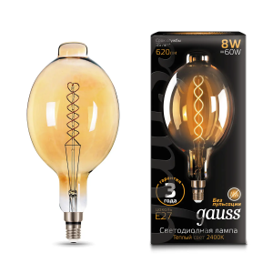 Gauss лампа светодиодная Vintage Filament Flexible BT180 8W E27 180*360mm Amber 620lm 2400K